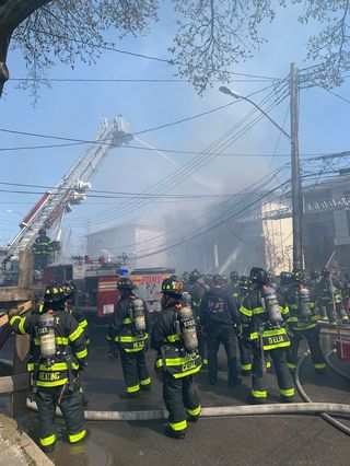 Firefighters responding to a fire at 108-26 Avenue N in Canarsie.
